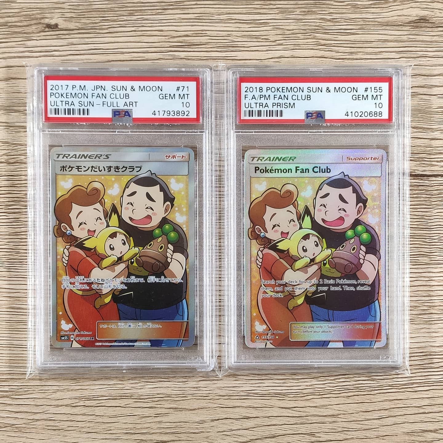 My PSA 10 full art Pokémon Fan Club cards (picture from my Instagram feed).