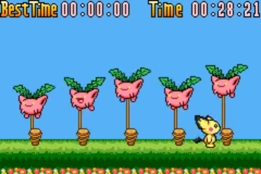 A screenshot of the Hold Down Hoppip e-Reader game in action.