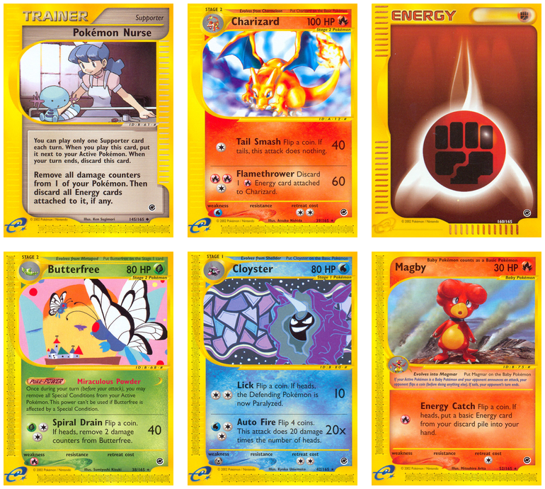 A screenshot of the Expedition Base Set card images shown on the Pokémon TCG Developers website.