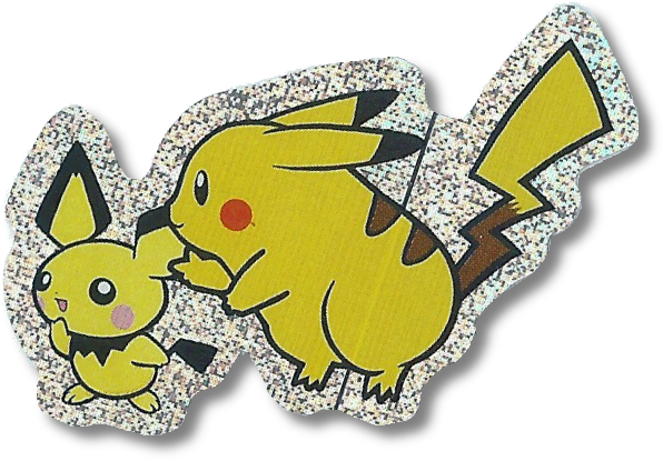A close-up of a Pichu sticker included in one of the sticker packs featured in this article.